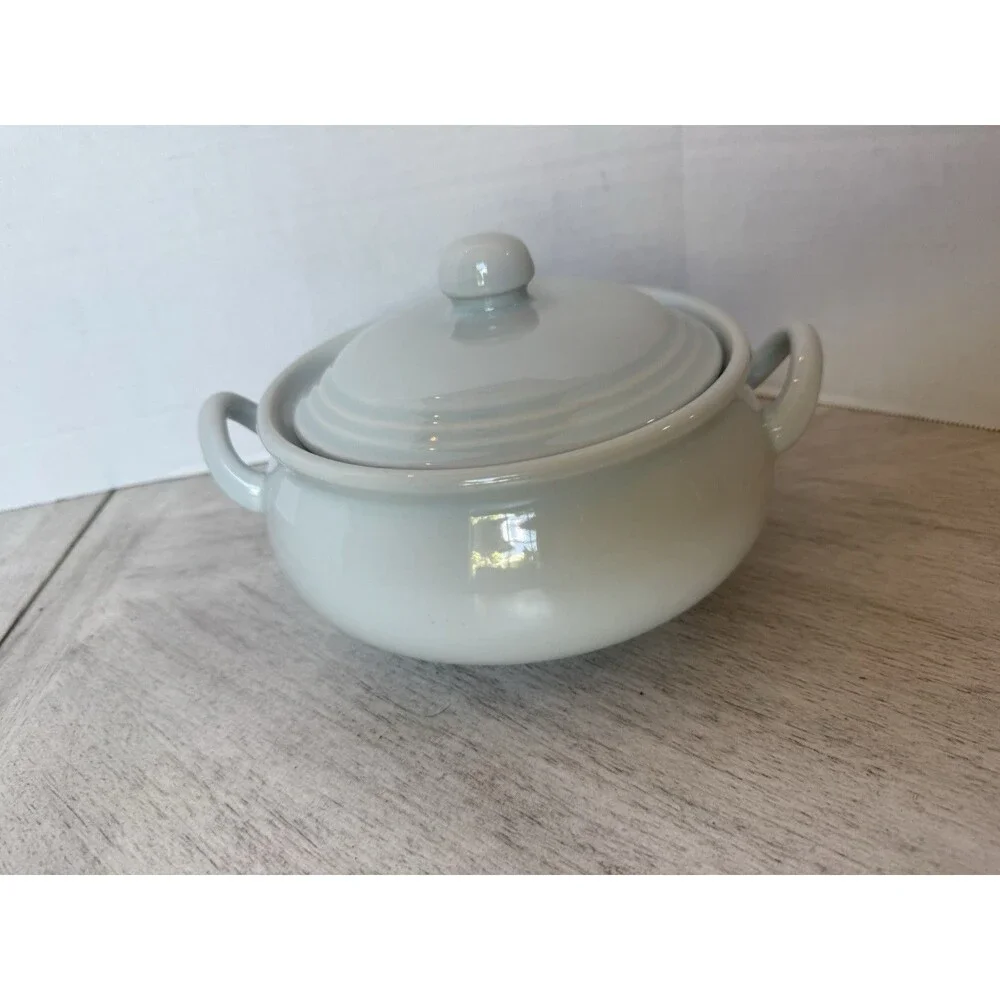 Japanese Celadon Blue-Large Tureen Covered Pot‎ Vintage Signed